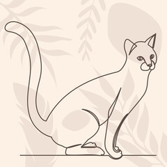 cat drawing by one continuous line, sketch