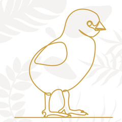 chick drawing with one continuous line, sketch