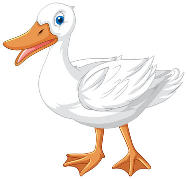 White duck cartoon character on white background