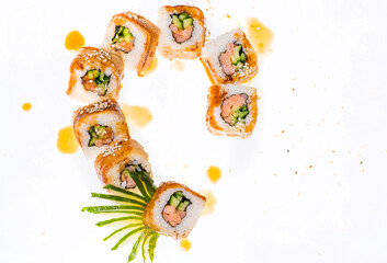 Sushi over white background