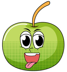 A green apple cartoon character on white background