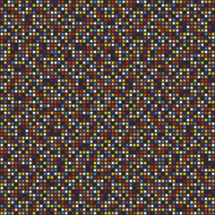 Small colored tiles on a black background. Vector seamless tiling of small mosaic elements.