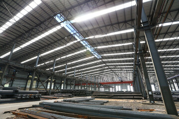 Many steels are stacked together in the production workshop