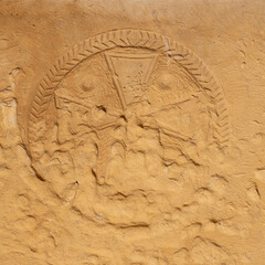 Image carved in stone in the ancient Nabataean city of Avdat, now a national Park, in the Negev Desert