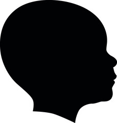 beautiful young baby, childe profile face portrait picture. vector illustration realistic silhouette