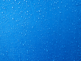 Water drops on waterproof membrane fabric. Morning dew on tent.