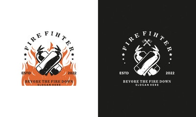Firefighter logo template, vector illustration