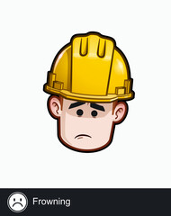 Construction Worker - Expressions - Concerned - Frowning