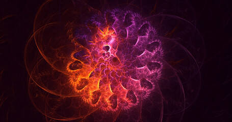 3D rendering abstract colorful fractal light background