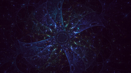 3D rendering abstract multicolor technology fractal light background