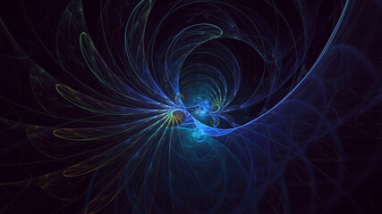 3D rendering abstract multicolor fractal light background