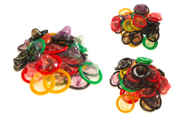 Colorful condoms background.