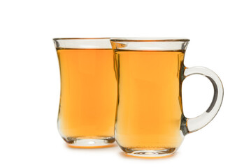 A turkish glass of tea isolated on white background.