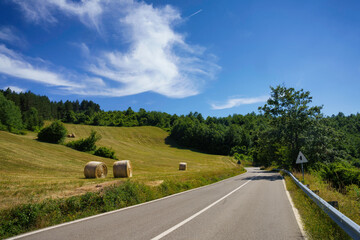 Summer landscape along the road to Passo della Cisa in Parma province