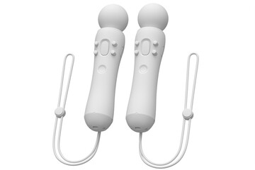 Virtual reality controllers for online and cloud gaming on white background