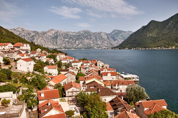 Naklejka na ściany i meble Balkan, Perast, Montenegro, Fremdenverkehr, Bucht von Kotor.