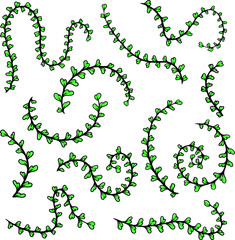 Leaf set, flower and leaf illustration, ornament elements