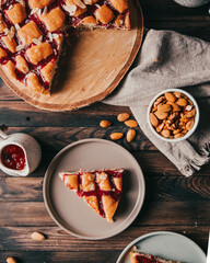 cake with cherries and nuts