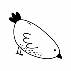 Cute bird. Vector doodle illustration. Coloring book for kid.