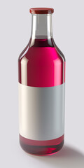 3d rendering, glass juice bottle on a grey background.