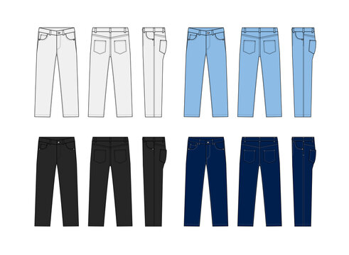 Female Denim Pants Style. Type of Woman Jeans. Skinny, Boyfriend, Loose,  Slim, Straight, Mom, Flare, Wide Jeans Silhouette Pictogram. Blue Women  Trousers Style. Isolated Vector Illustration. 6688261 Vector Art at Vecteezy