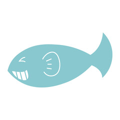 歯に噛む笑顔の魚のイラスト素材