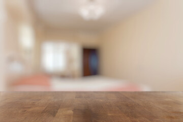 wooden table in the bedroom