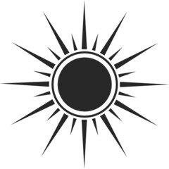The sun. Flat black icon. Vector illustration.