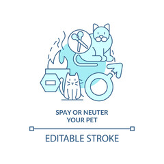 Spay and neuter pet turquoise concept icon. Pet ownership abstract idea thin line illustration. Prevent negative outcomes. Isolated outline drawing. Editable stroke. Arial, Myriad Pro-Bold fonts used