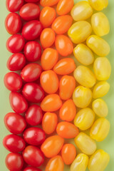 Colorful cherry tomatoes pattern top view