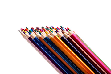Multicolored pencils isolated on a white background