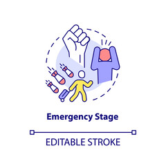Emergency stage concept icon. Deal with traumatic experience. PTSD treatment abstract idea thin line illustration. Isolated outline drawing. Editable stroke. Arial, Myriad Pro-Bold fonts used