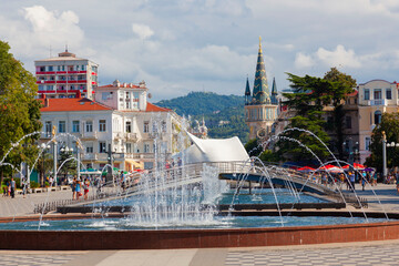 Cityscape with beautiful architecture. Europe square in Batumi.