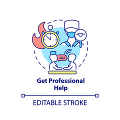 Get professional help concept icon. Medical service. Self help with PTSD abstract idea thin line illustration. Isolated outline drawing. Editable stroke. Arial, Myriad Pro-Bold fonts used