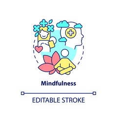 Mindfulness concept icon. Mind relaxing practices. Coping with PTSD abstract idea thin line illustration. Isolated outline drawing. Editable stroke. Arial, Myriad Pro-Bold fonts used
