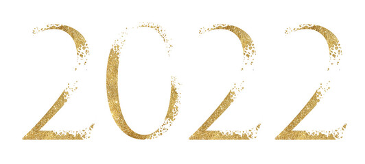 Golden glitter number 2023 with dispersion effect isolated illustration