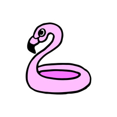Color doodle flamingo. Simple vector illustration. Summer vibe