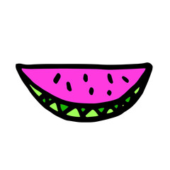 Colorful watermelon doodle set. Simple vectors.