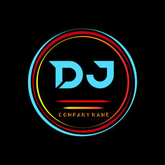 DJ,DJ Logo,D  J  letter logo design with creative circle,company creative letter logo
