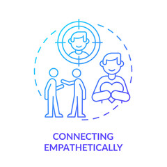 Connecting empathetically blue gradient concept icon. Understanding partner. Charismatic people characteristic abstract idea thin line illustration. Isolated outline drawing. Myriad Pro-Bold font used