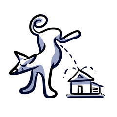 dog peeing on home