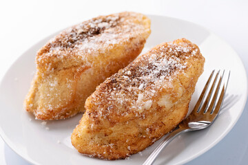Easter torrijas on white background 