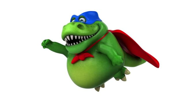 Fun 3D cartoon dinosaur flying