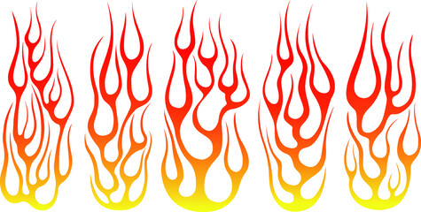 Fire flames isolated on white background. Tribal tattoo design.