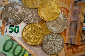 Bitcoins and euro banknotes