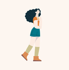 People portrait - Women -Modern flat vector concept illustration of a standing young woman, user avatar, full-length portrait. Creative illustartion, feminism protest, girl power, ethnicity diversity