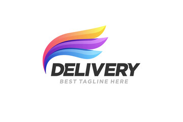 Fototapeta na wymiar Delivery wings logo design with typography