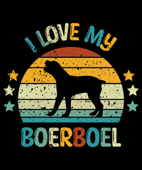 Boerboel Retro Vintage Sunset T-shirt Design template, Boerboel on Board, Car Window Sticker, POD, cover, Isolated white background, White Dog Silhouette Gift for Boerboel Lover