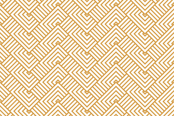 Abstract geometric pattern with stripes, lines. Seamless vector background. White and gold ornament. Simple lattice graphic design
