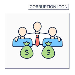 Nepotism color icon.Favouring relatives or friends by giving jobs, money or other opportunities. Corruption concept. Isolated vector illustration